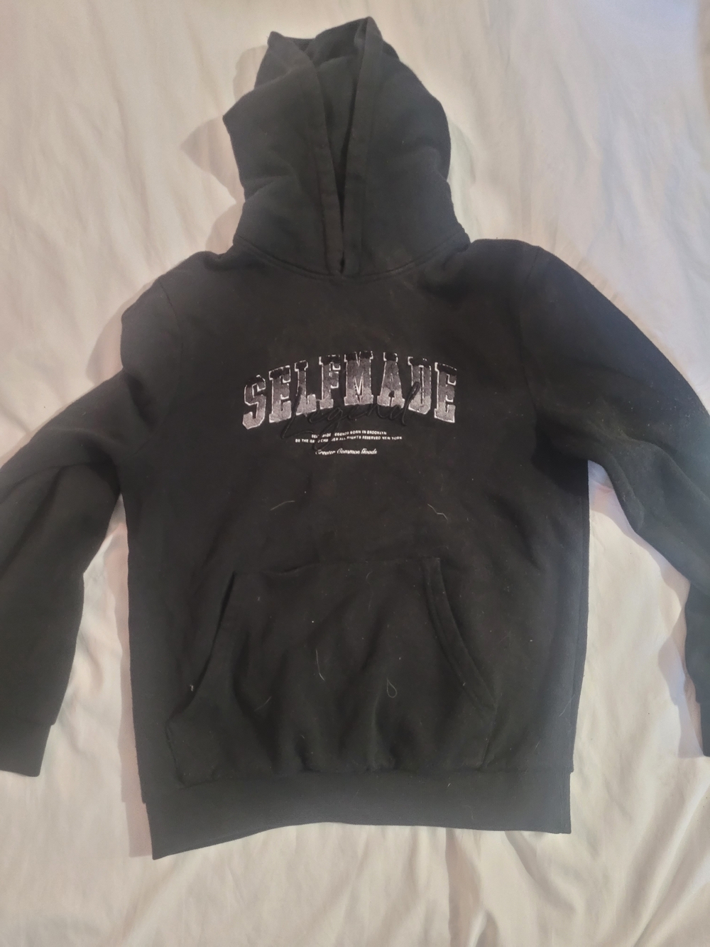 Kids' Black Crewneck Hoodie with SELFMADE Chest Print